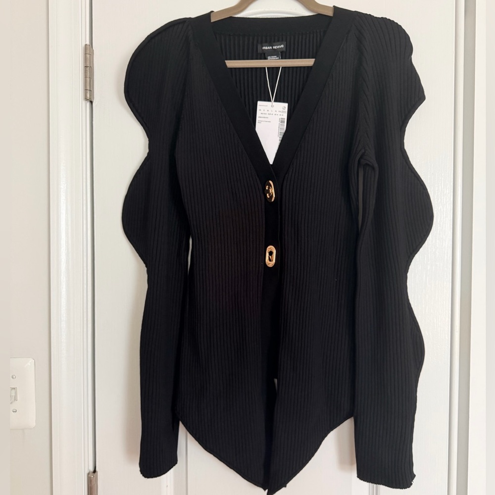 Urban Revivo Ribbed V-Neck Button Front Top